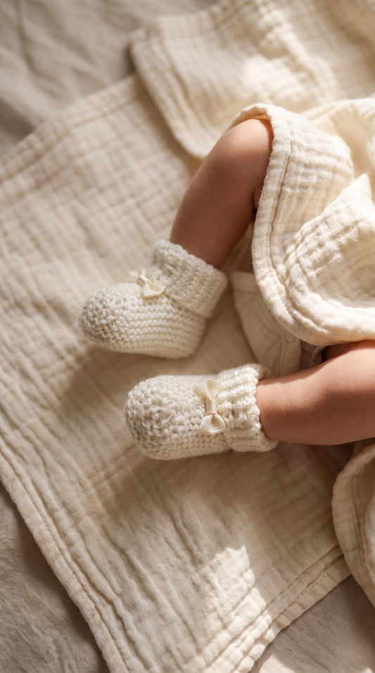 Örgü Bebek Patiği – Fiyonklu